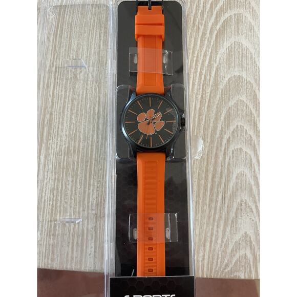 NEW Sparo Men's Black/Orange Silicone Sports Watch‎ NCAA Clemson Tigers Licensed - Picture 2 of 5